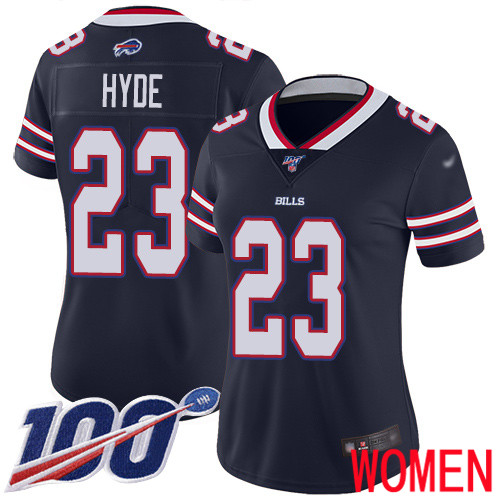 Women Buffalo Bills #23 Micah Hyde Limited Navy Blue Inverted Legend 100th Season NFL Jersey->nfl t-shirts->Sports Accessory